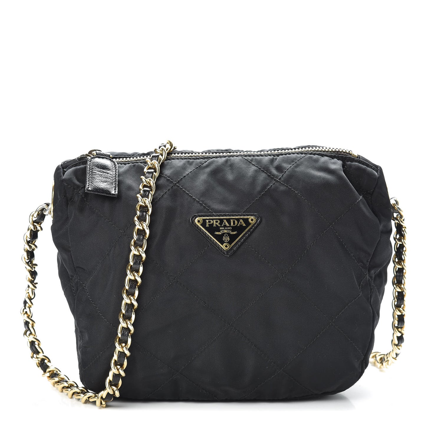 Nylon Tessuto Impuntu Quilted Shoulder Bag Black