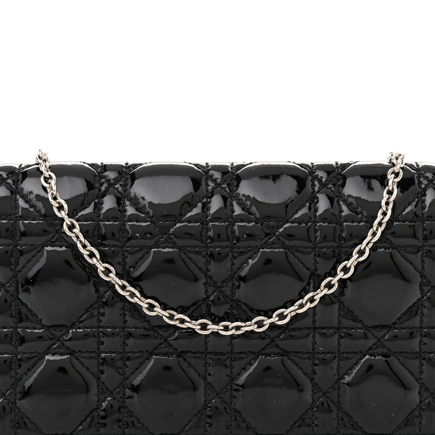 Patent Cannage Lady Dior Convertible Clutch Black