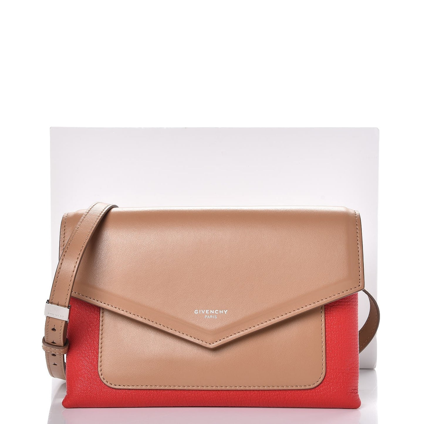 Calfskin Duetto Crossbody Beige Red