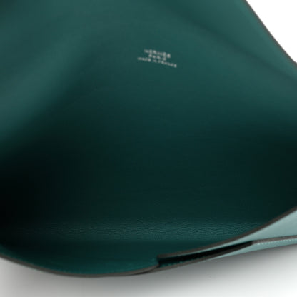 Hermes Evercolor Envelope Trio Wallet Malachite Lime Bleu Zephyr 6 of 12