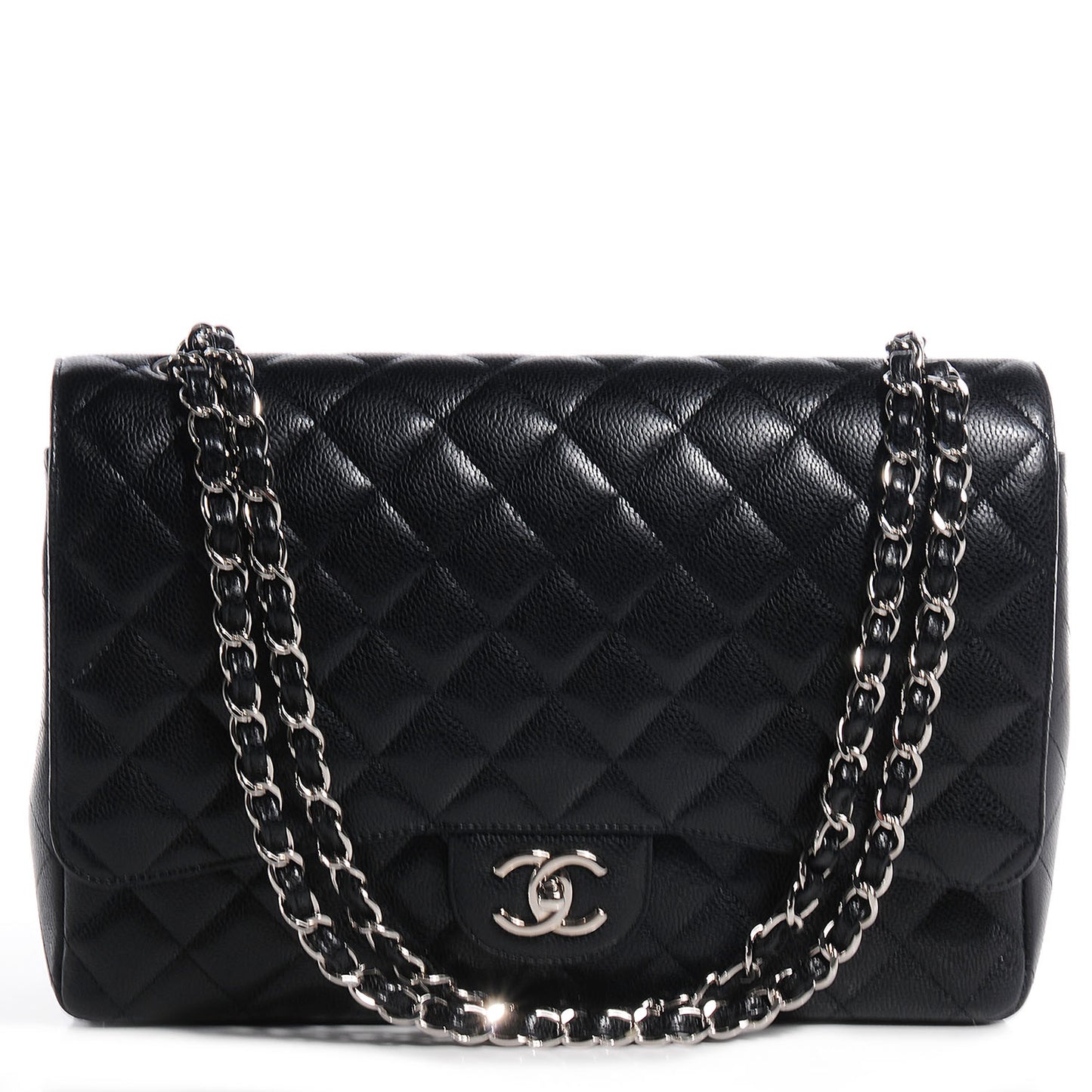 Caviar Quilted Maxi Double Flap Black