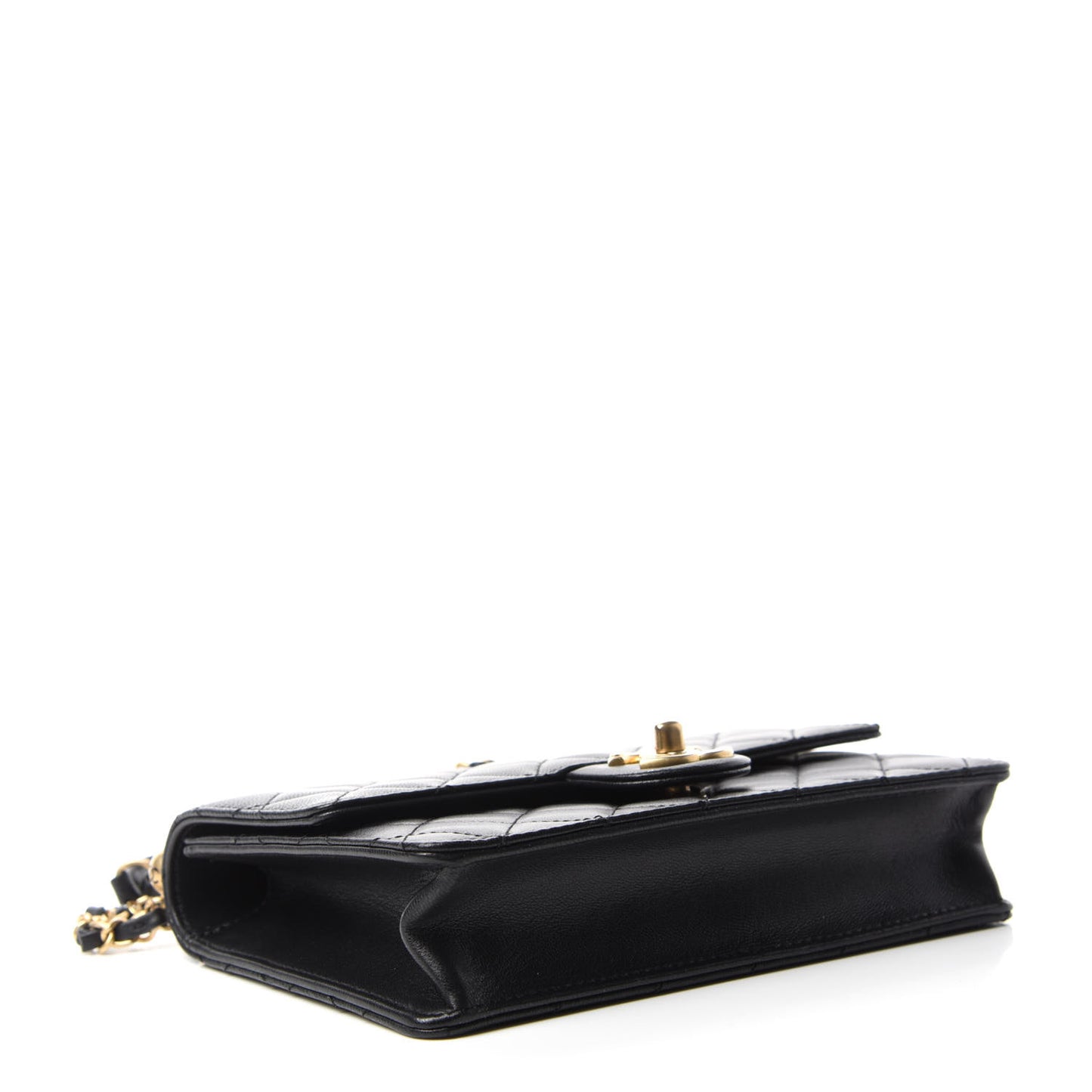 Lambskin Quilted Small Chic Pearls Flap Black
