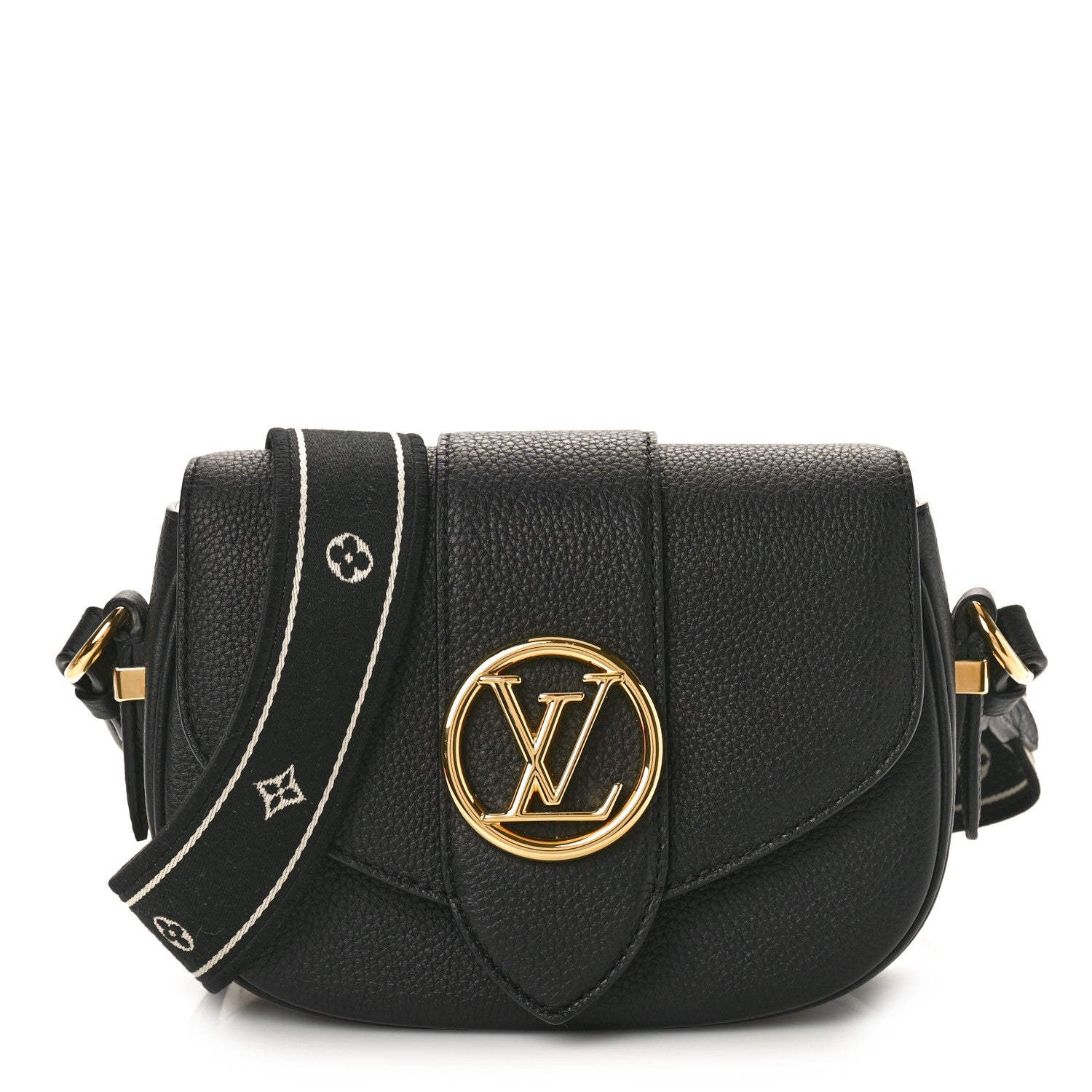 Louis Vuitton Grained Calfskin LV Pont 9 Soft PM Black 1 of 10