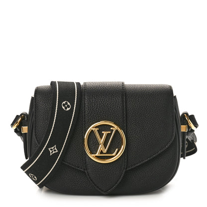 Louis Vuitton Grained Calfskin LV Pont 9 Soft PM Black 1 of 10