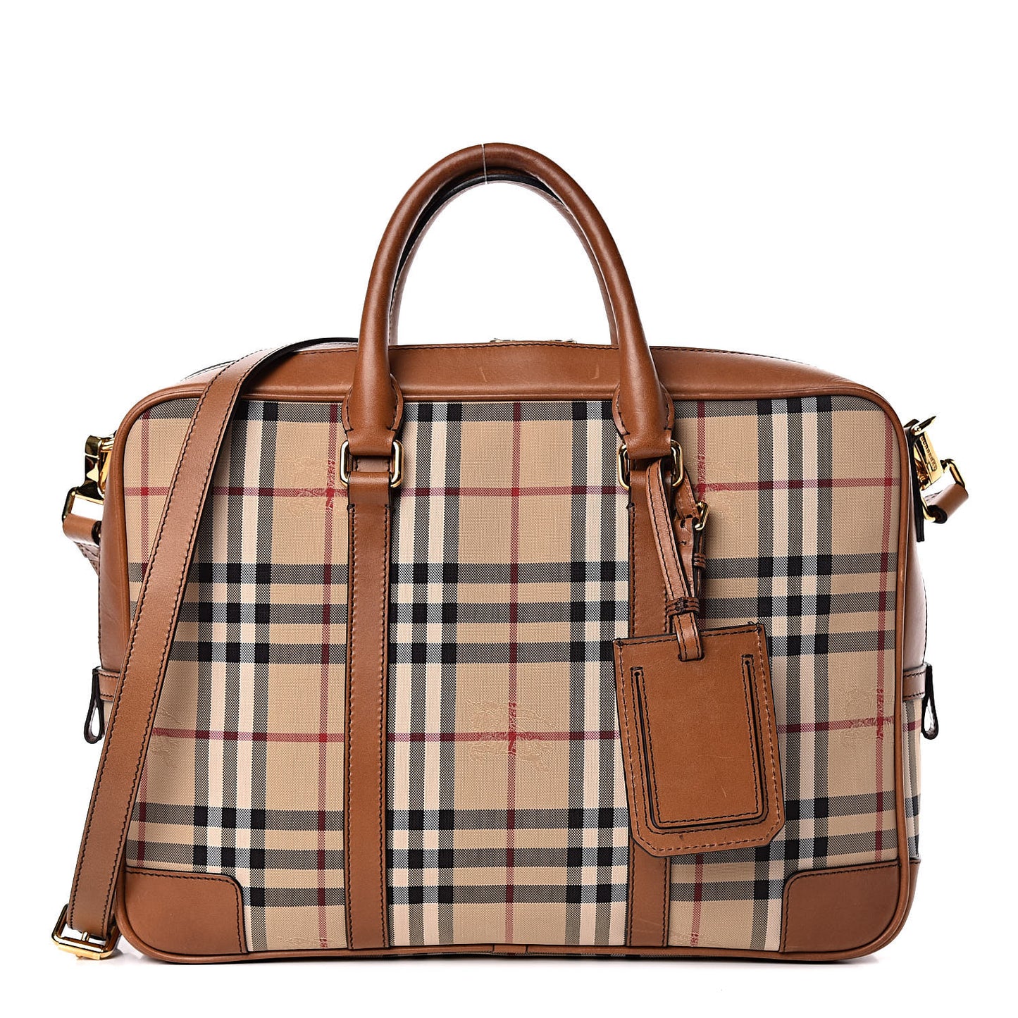 Nylon Horseferry Check Newburg Briefcase Tan