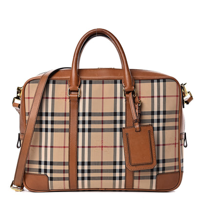 Burberry Nylon Horseferry Check Newburg Briefcase Tan 1 of 16