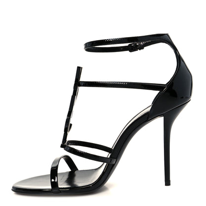 Saint Laurent Vernice Chiffon Cassandra 100 Ankle Strap Sandals 38.5 Black 1 of 10