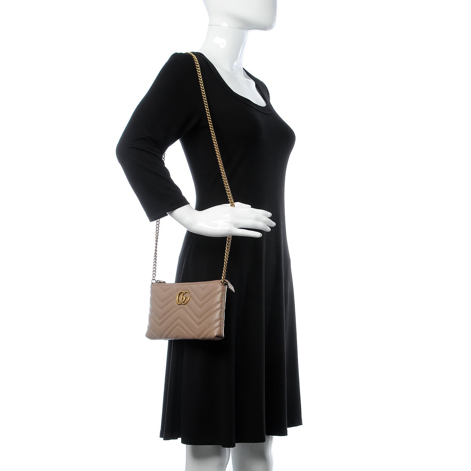 Gucci Calfskin Matelasse Mini GG Marmont Chain Bag Porcelain Rose 2 of 8