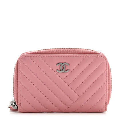 Chanel Lambskin Quilted Crossing Zip Around Coin Purse Pink 1 of 10