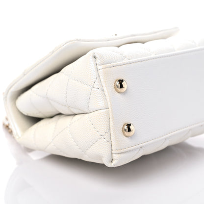 Chanel Iridescent Caviar Quilted Extra Mini Coco Handle Flap Ivory 8 of 9