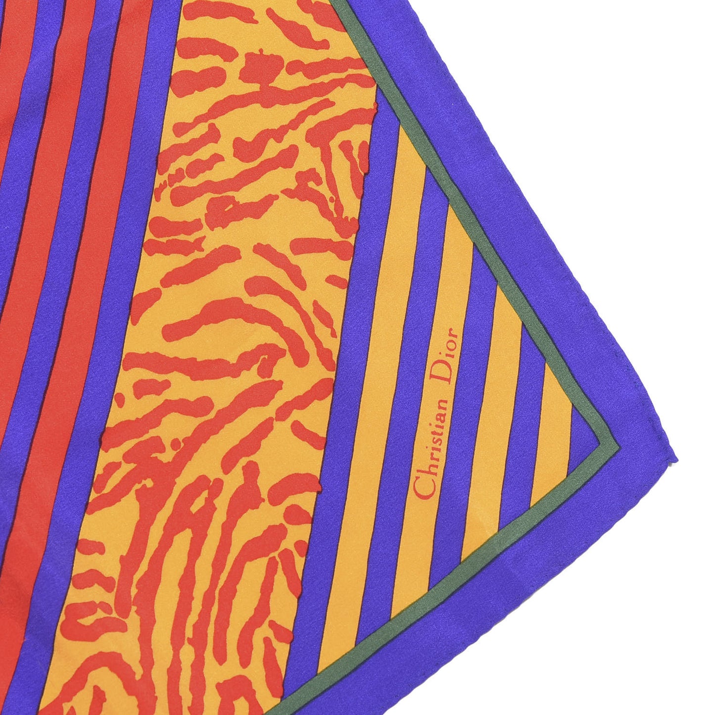 Silk Diagonal Striped Square Scarf Multicolor