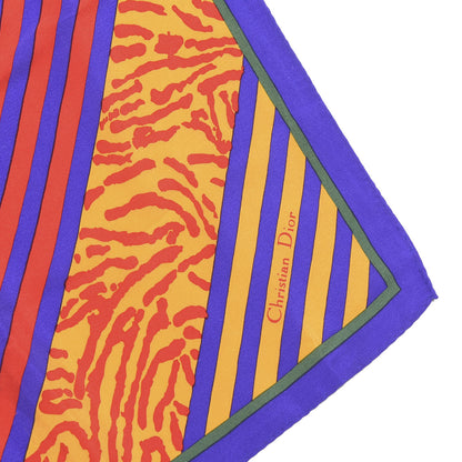 Christian Dior Silk Diagonal Striped Square Scarf Multicolor 2 of 2