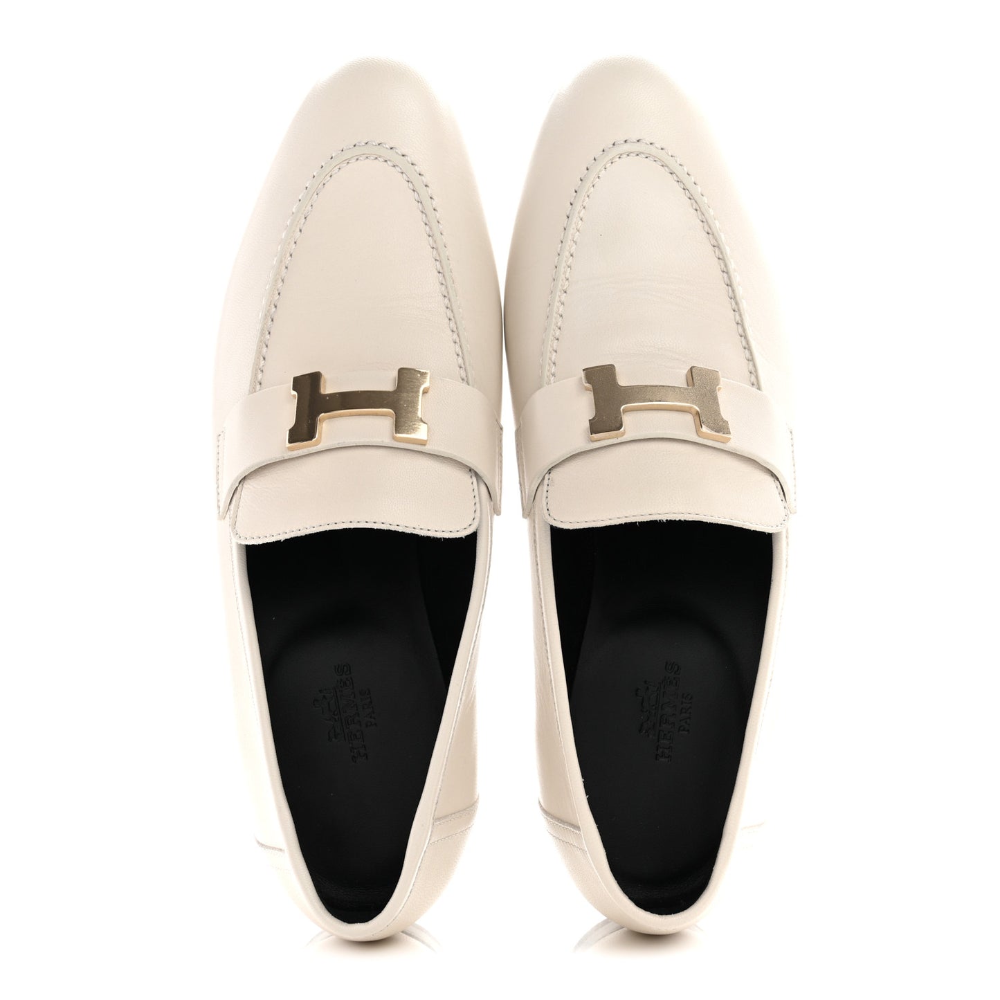 Goatskin Womens Paris Loafers 38.5 Beige Glaise