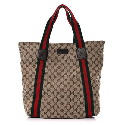 Gucci GG Monogram Medium Web Handle Vertical Tote Dark Brown 1 of 17