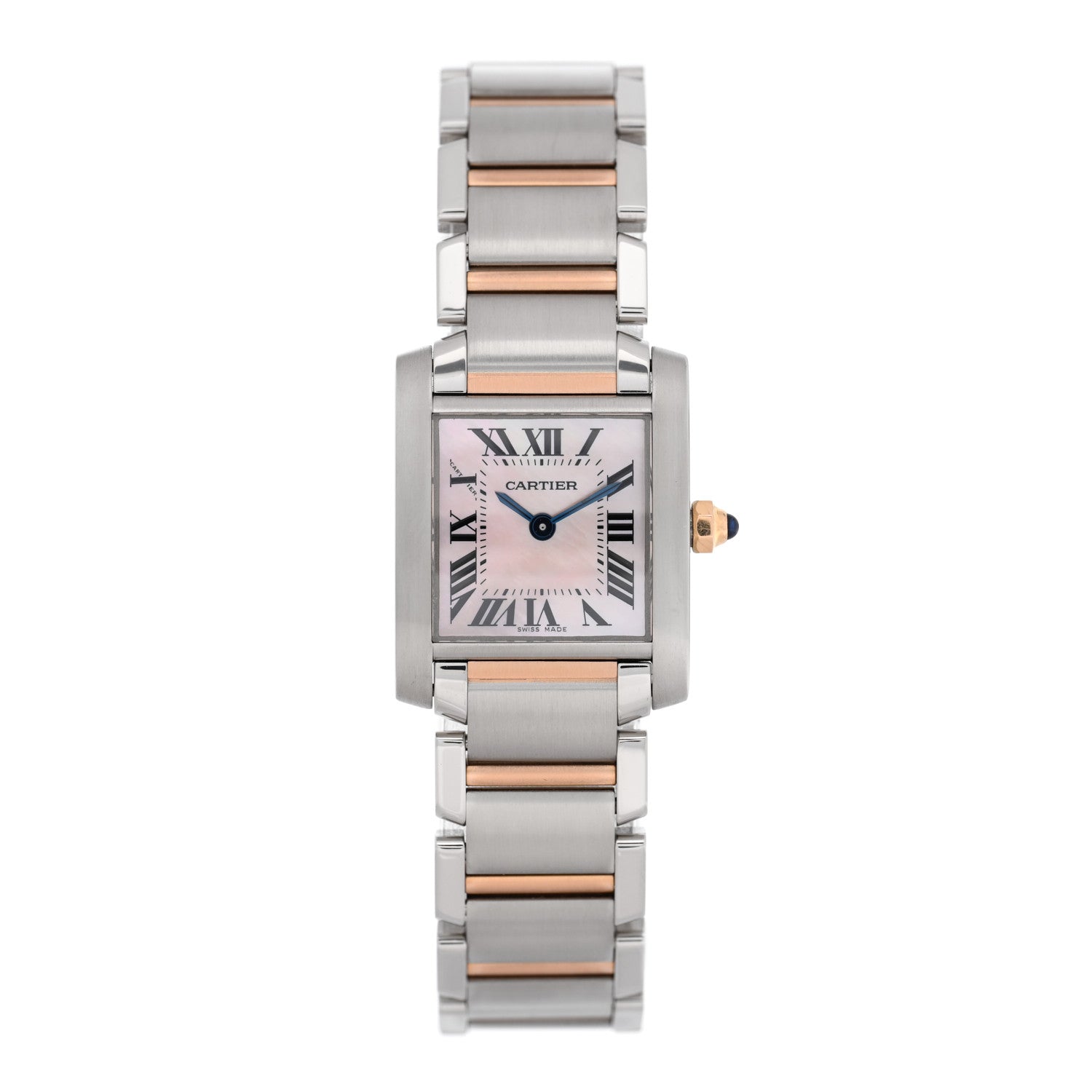 Cartier Stainless Steel 18K Pink Gold Mother of Pearl 20mm Tank Francaise Quartz Watch 1 of 4