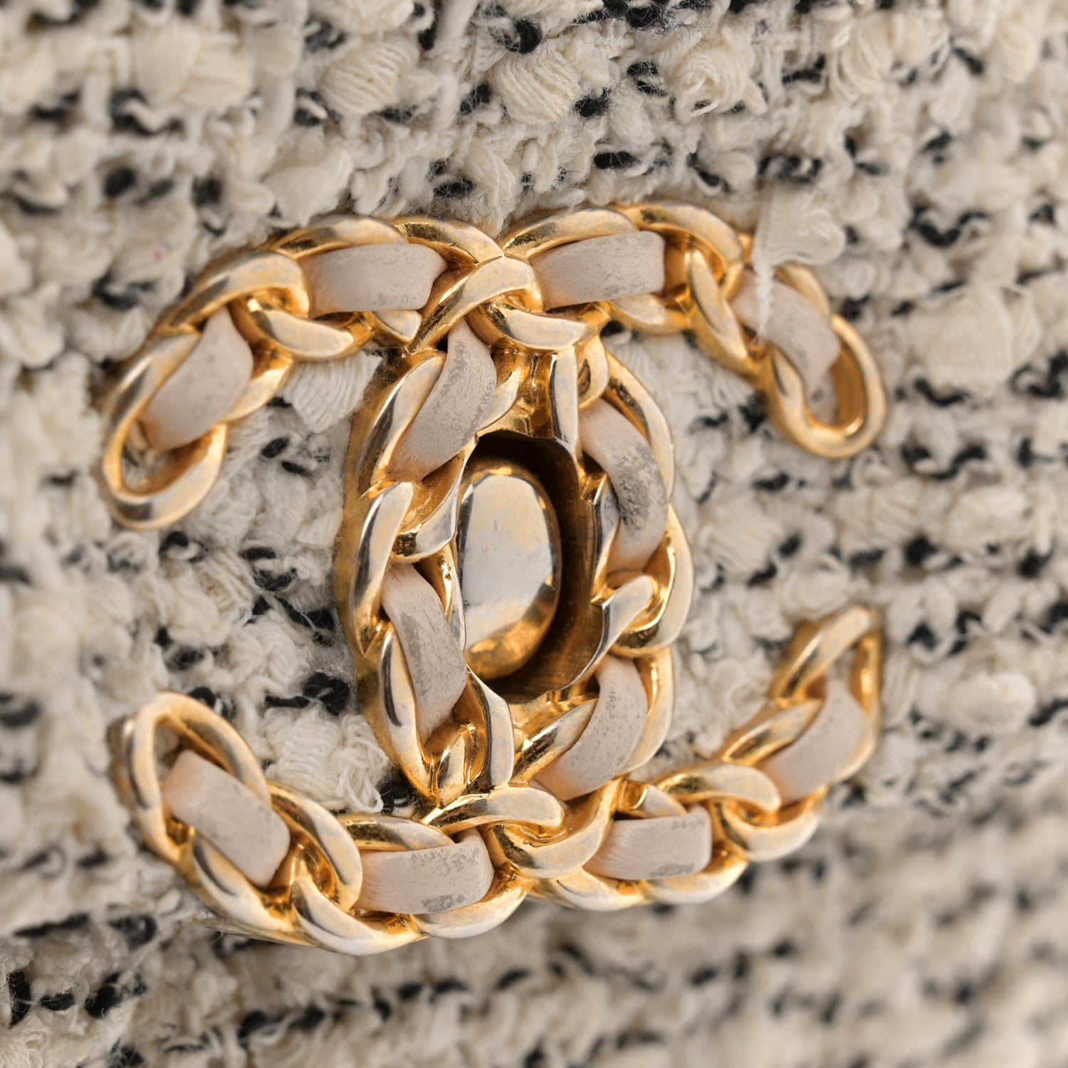 Chanel Tweed Quilted Medium Chanel 19 Flap Ecru Black 11 of 13