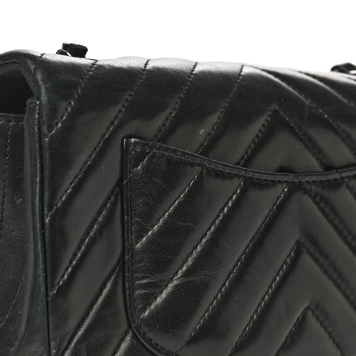 Lambskin Chevron Quilted Mini Rectangular Flap So Black