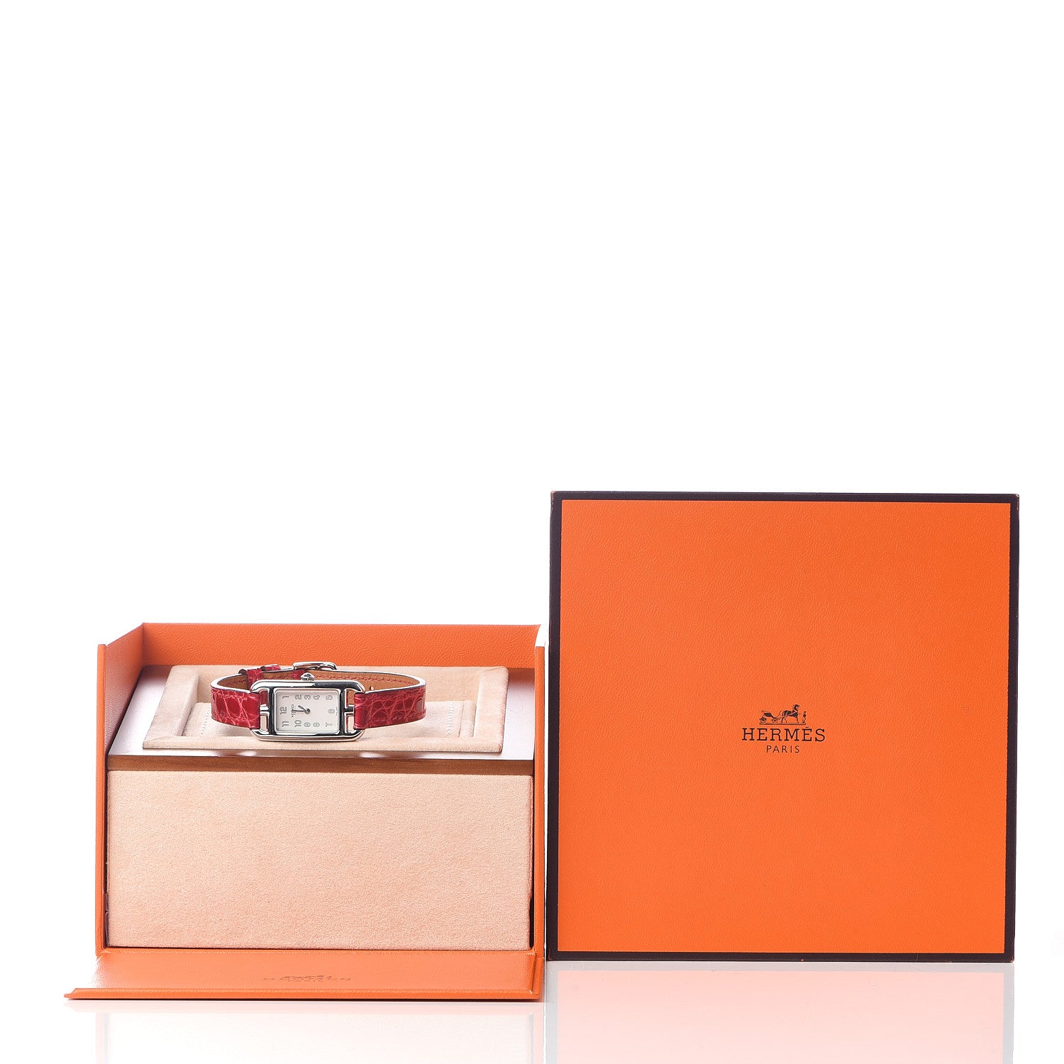 Hermes Stainless Steel Alligator 17mm Nantucket Quartz Watch Braise 9 of 9