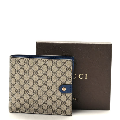 Gucci GG Supreme Monogram Calfskin Bi-Fold Wallet Beige Ebony Blue 3 of 7