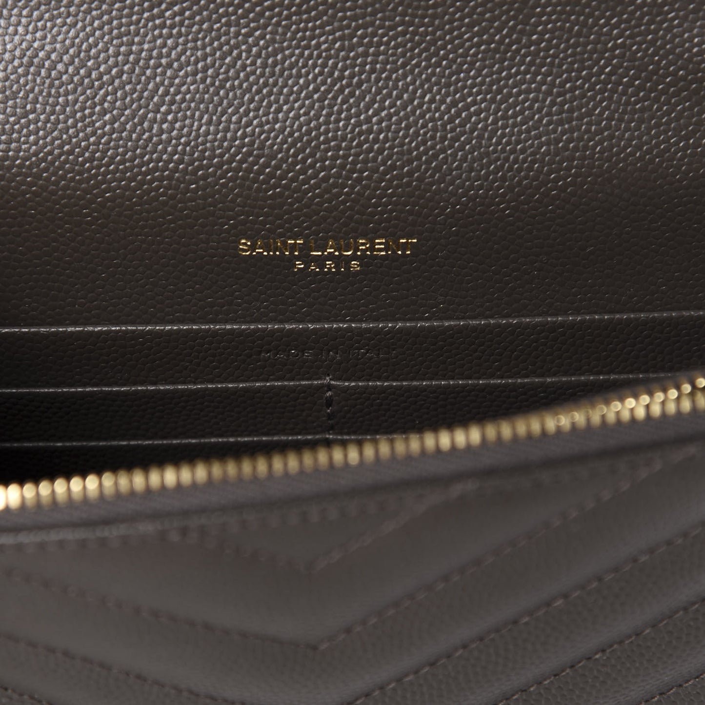 Grain De Poudre Matelasse Chevron Monogram Envelope Chain Wallet Pebble