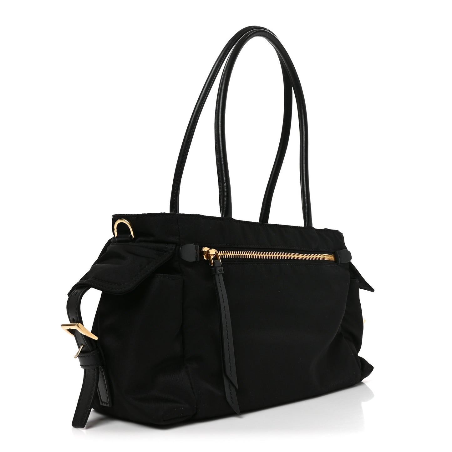 Re-Nylon Triangle Medium Explore Tote Black