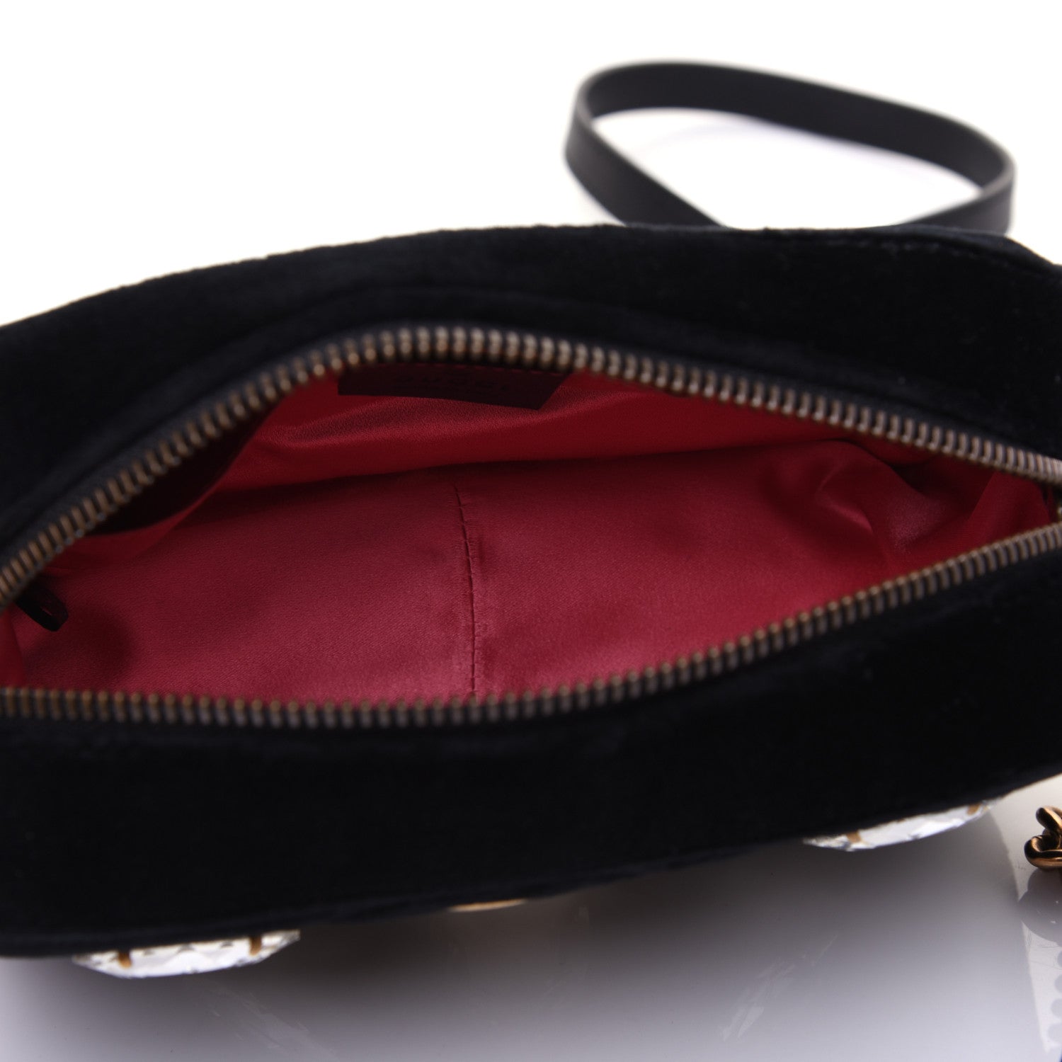 Gucci Velvet Matelasse Marquise Crystals Mini GG Marmont Chain Shoulder Bag Black 5 of 13