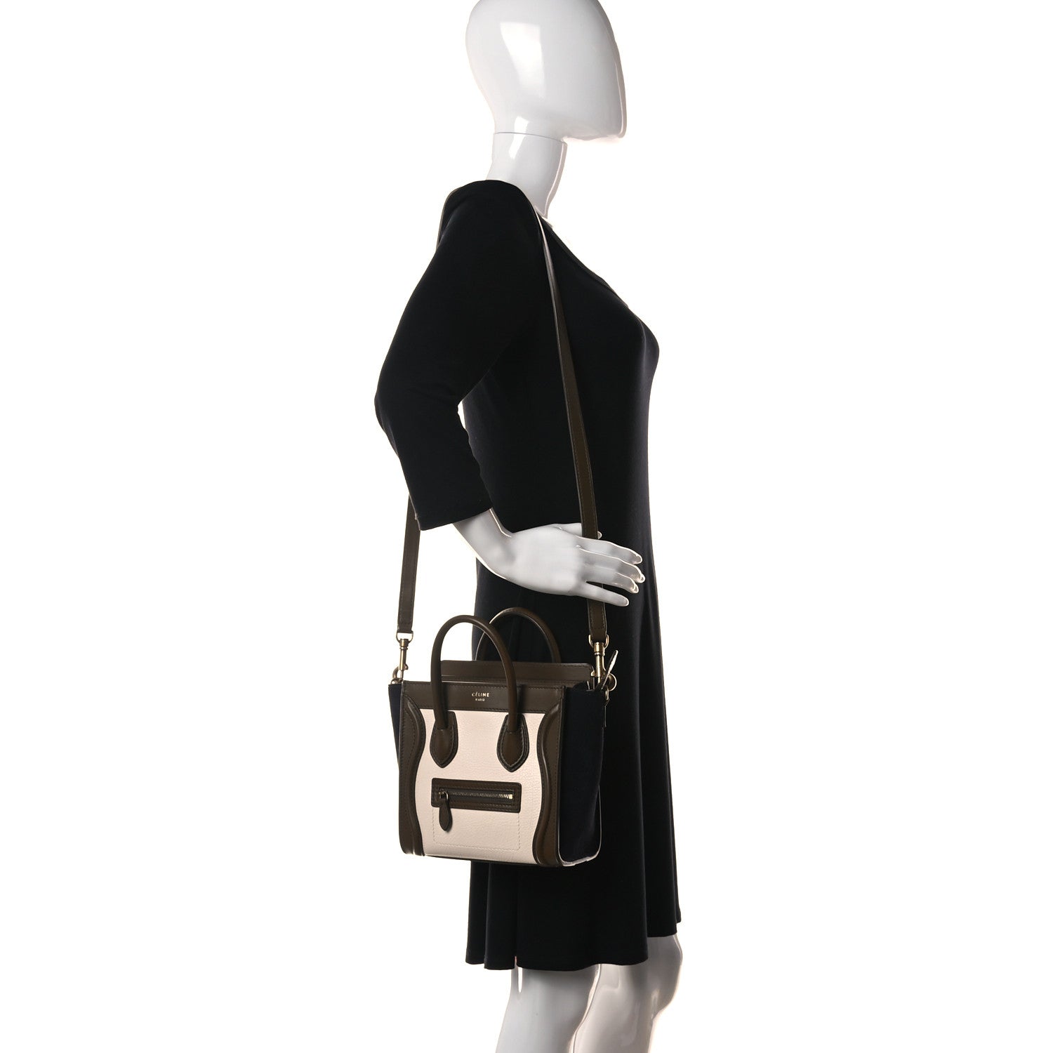 Celine Calfskin Suede Nano Tri-Color Luggage Cream 1 of 10