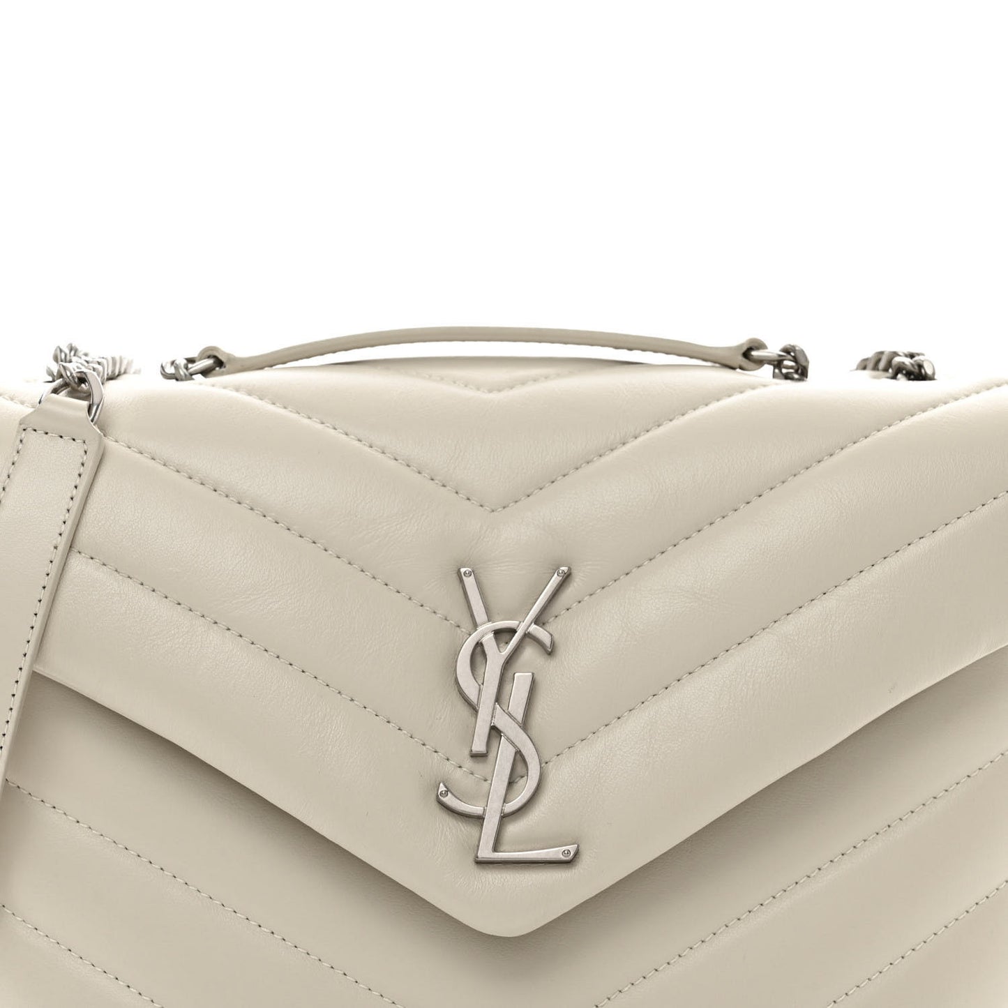 Calfskin Y Quilted Monogram Small Loulou Chain Satchel Crema Soft