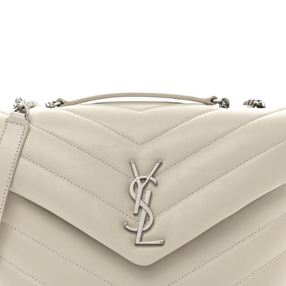 Saint Laurent Calfskin Y Quilted Monogram Small Loulou Chain Satchel Crema Soft 8 of 11