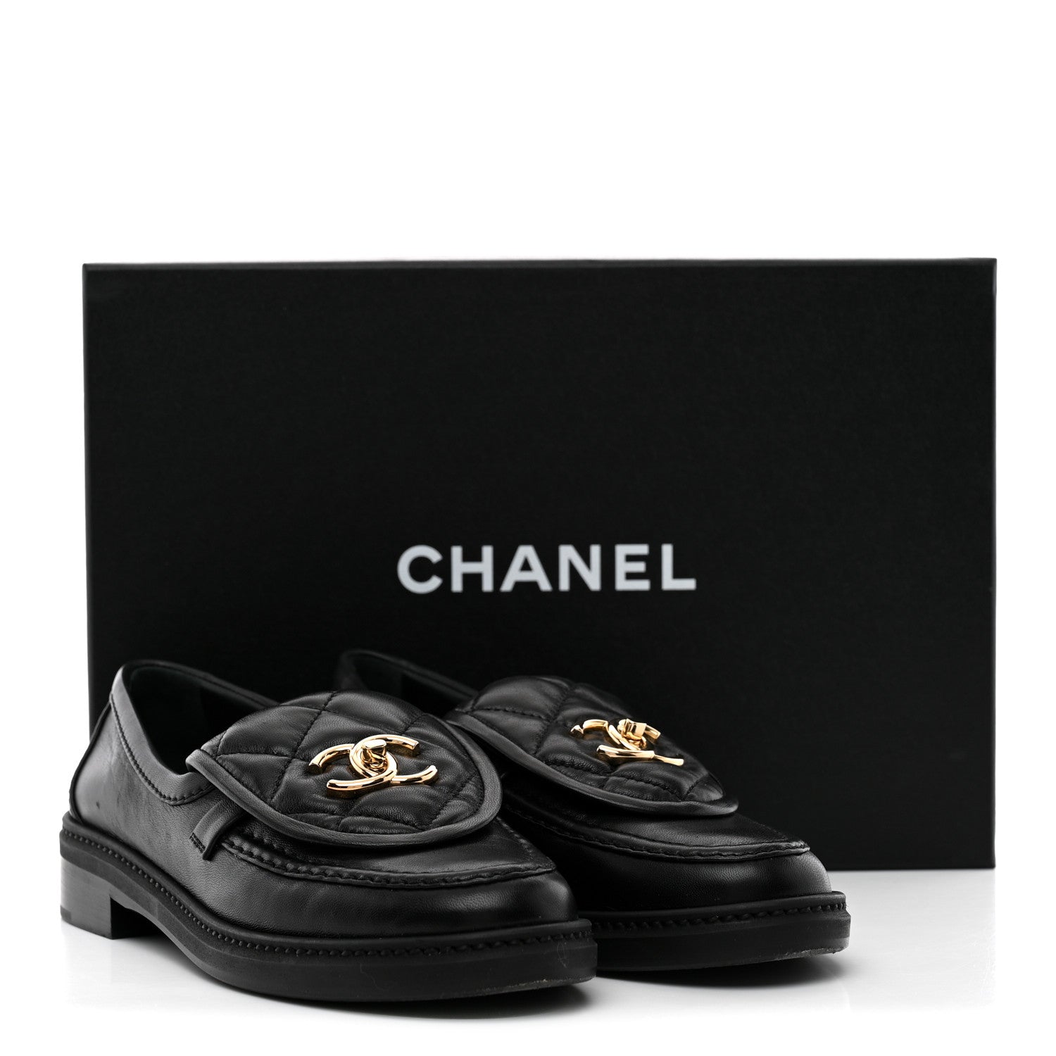 Chanel Lambskin Quilted CC Turnlock Loafers 35.5 Black 12 of 12