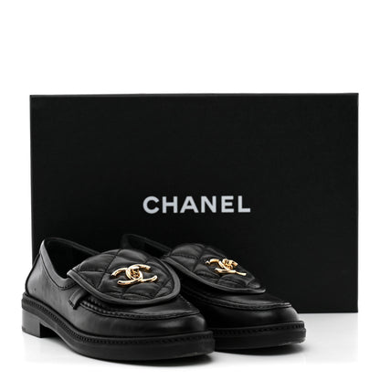 Chanel Lambskin Quilted CC Turnlock Loafers 35.5 Black 12 of 12