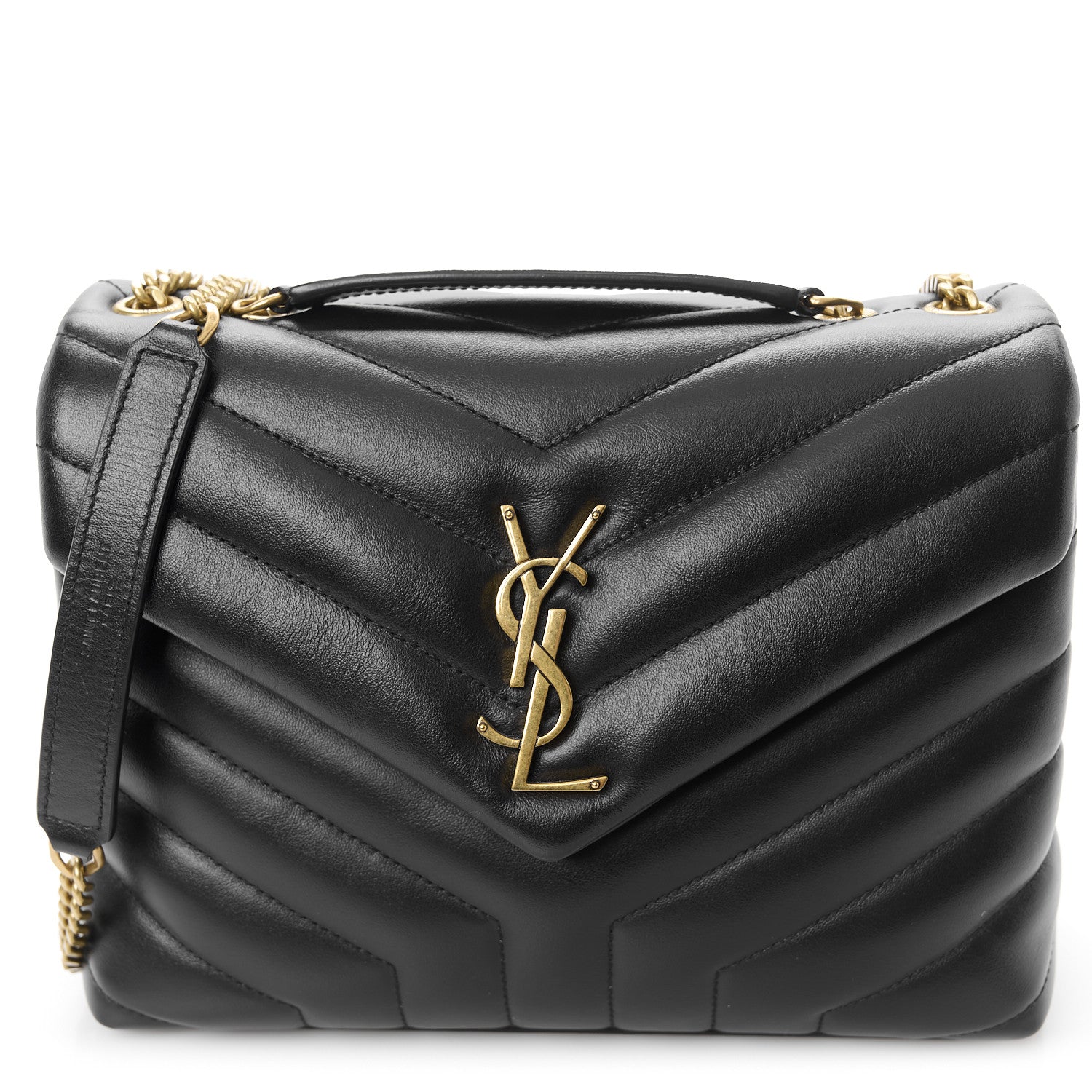 Saint Laurent Calfskin Y Quilted Monogram Small Loulou Chain Satchel Black 9 of 11