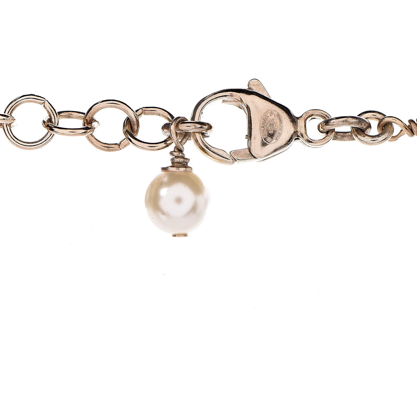Pearl Charm CC Short Necklace Gold
