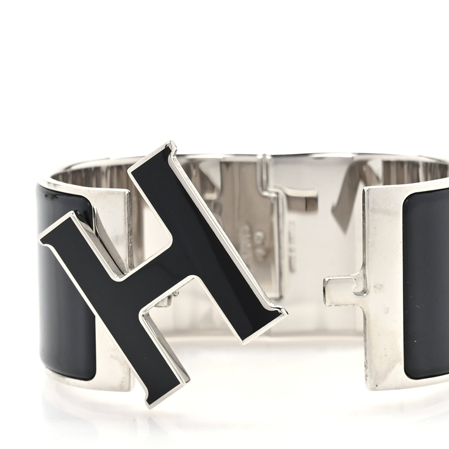 Enamel Extra Wide Clic Clac H Bracelet PM Black