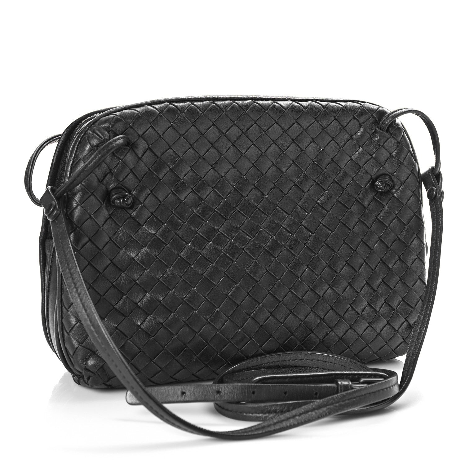Bottega Veneta Nappa Intrecciato Nodini Crossbody Messenger Black 3 of 12