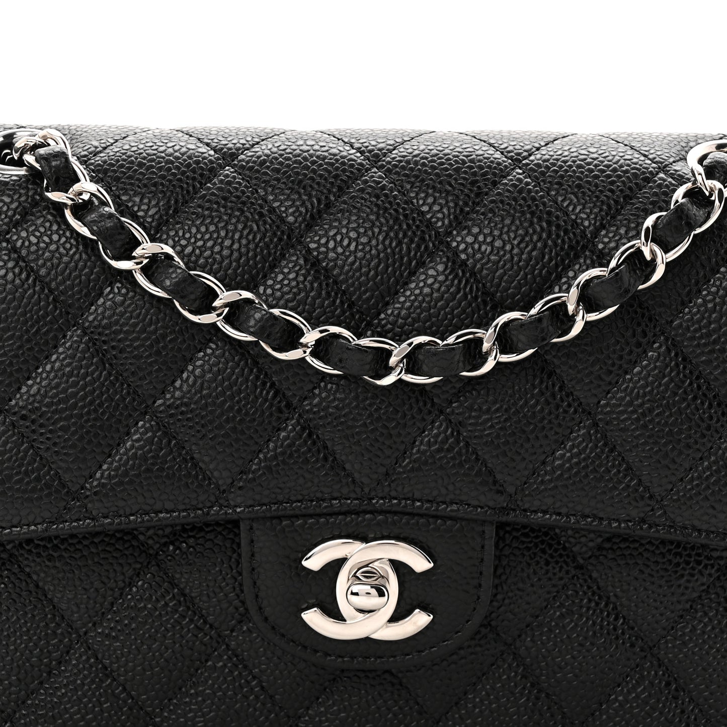 Caviar Quilted Small Double Flap Black
