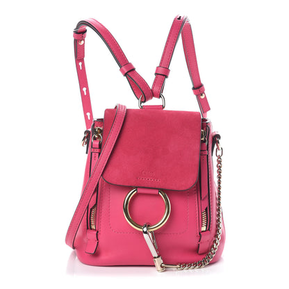Chloe Suede Calfskin Mini Faye Backpack Fuchsia Rose 1 of 11