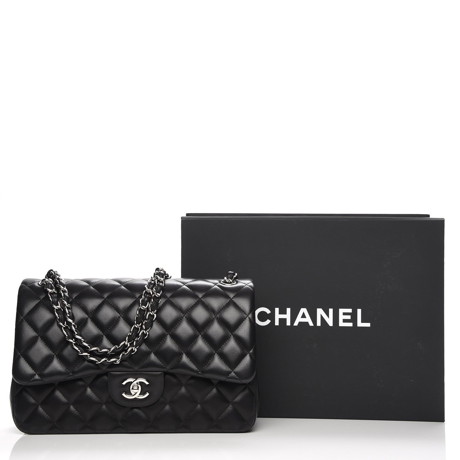 Chanel Lambskin Quilted Jumbo Double Flap Black 8 of 8