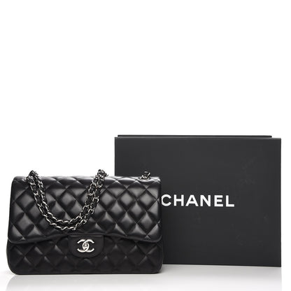 Chanel Lambskin Quilted Jumbo Double Flap Black 8 of 8
