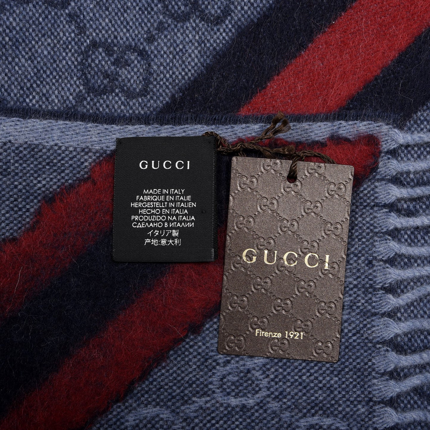 Wool Alpaca Monogram Web New Nikky Scarf Midnight Blue