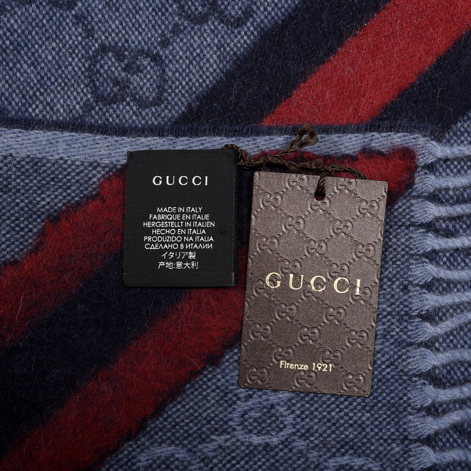 Gucci Wool Alpaca Monogram Web New Nikky Scarf Midnight Blue 4 of 4
