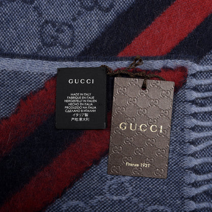 Gucci Wool Alpaca Monogram Web New Nikky Scarf Midnight Blue 4 of 4