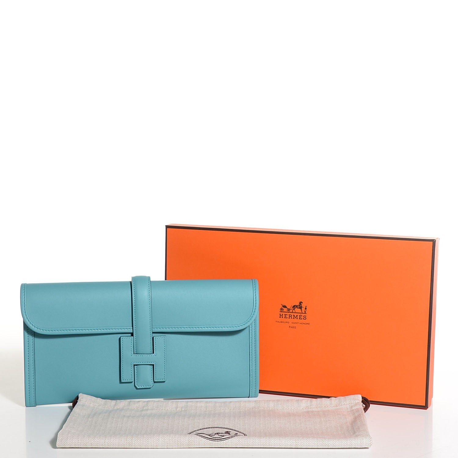 Hermes Tadelakt Jige Elan 29 Clutch Bleu Saint Cyr 10 of 10