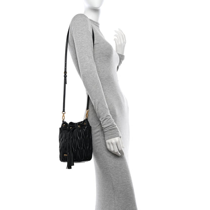 Miu Miu Nappa Matelasse Small Bucket Bag Black 2 of 12