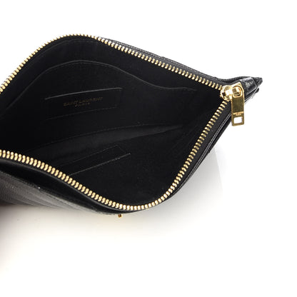 Saint Laurent Grain De Poudre Chevron Monogram Bill Pouch Black 5 of 7