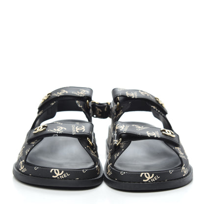 Chanel Rubber CC Dad Sandals 39 Black 2 of 8