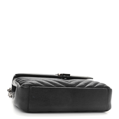 Saint Laurent Sheepskin Matelasse Chevron Monogram Medium College Bag Black 4 of 10
