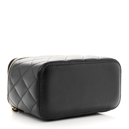 Chanel Lambskin Quilted Small Top Handle Vanity Case With Chain Black 4 of 10