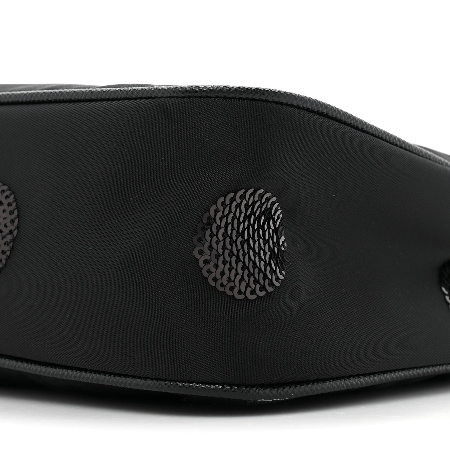 Nylon Sequin Embellished Polka Dot Re-Edition 2005 Shoulder Bag Black