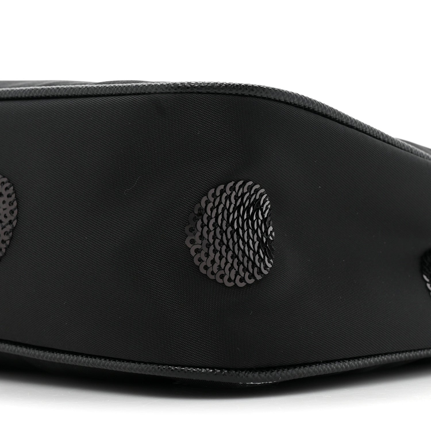 Prada Nylon Sequin Embellished Polka Dot Re-Edition 2005 Shoulder Bag Black 8 of 9